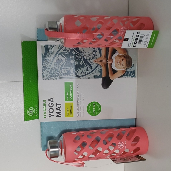 Other - NEW Gaiam Folding Yoga Mat and 2 Water Bottles